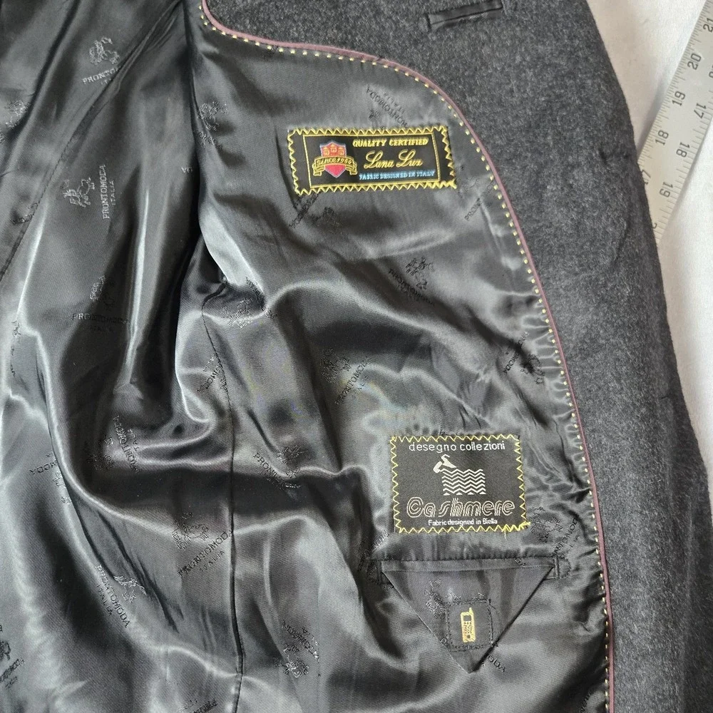 Pronto Moda Lambs Wool Cashmere‎ Blend Sports Coat Charcoal 48L Measurement Pics